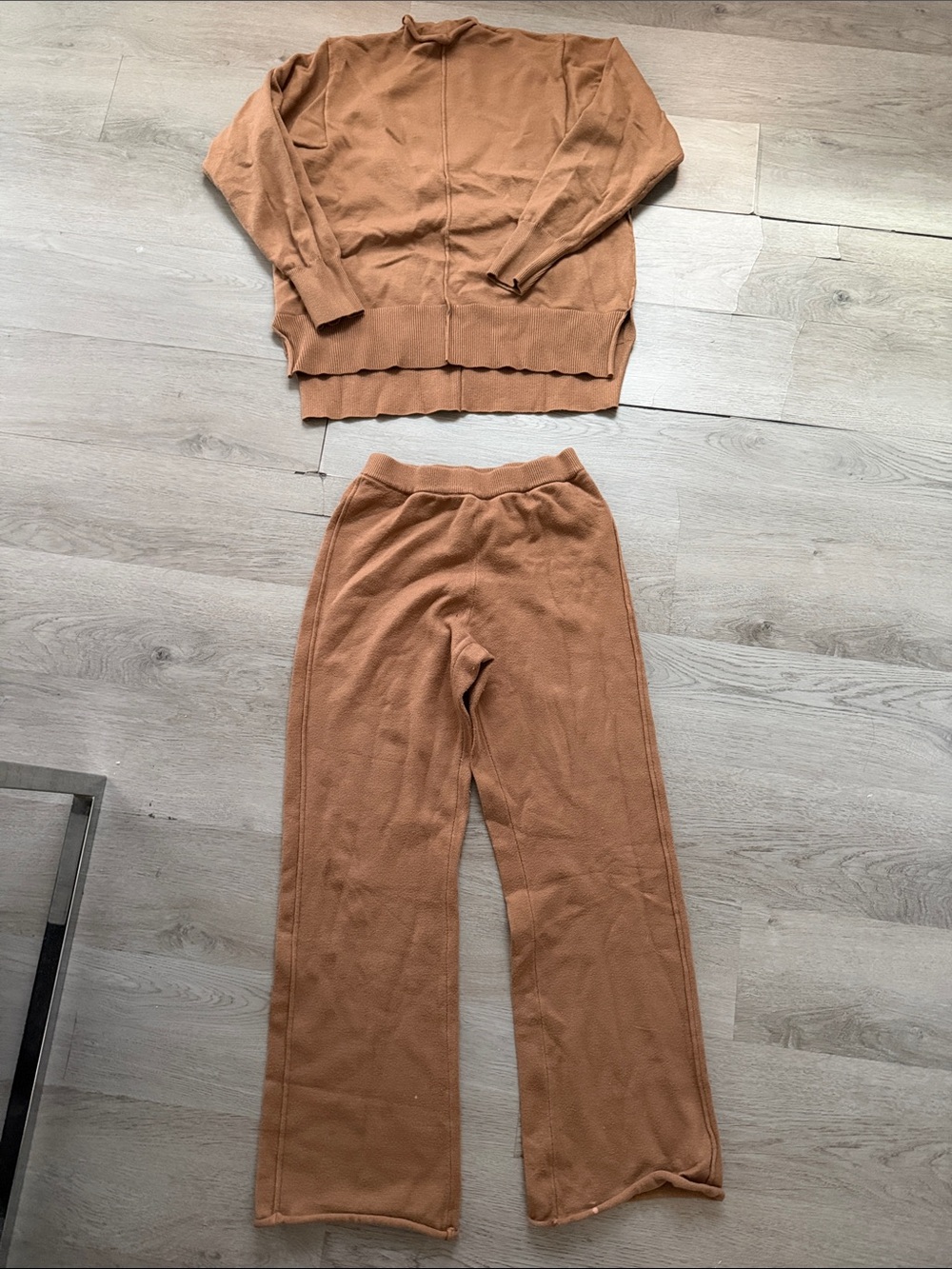 Amazon Women's Wide Leg Knit Pants in Tan